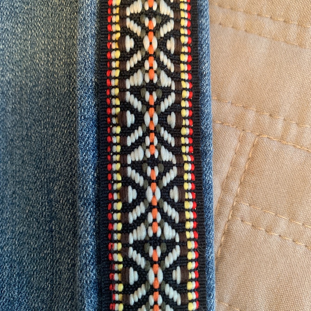 Seven7 Women's Jeans with Embroidered Trim - Blue and Multicolor